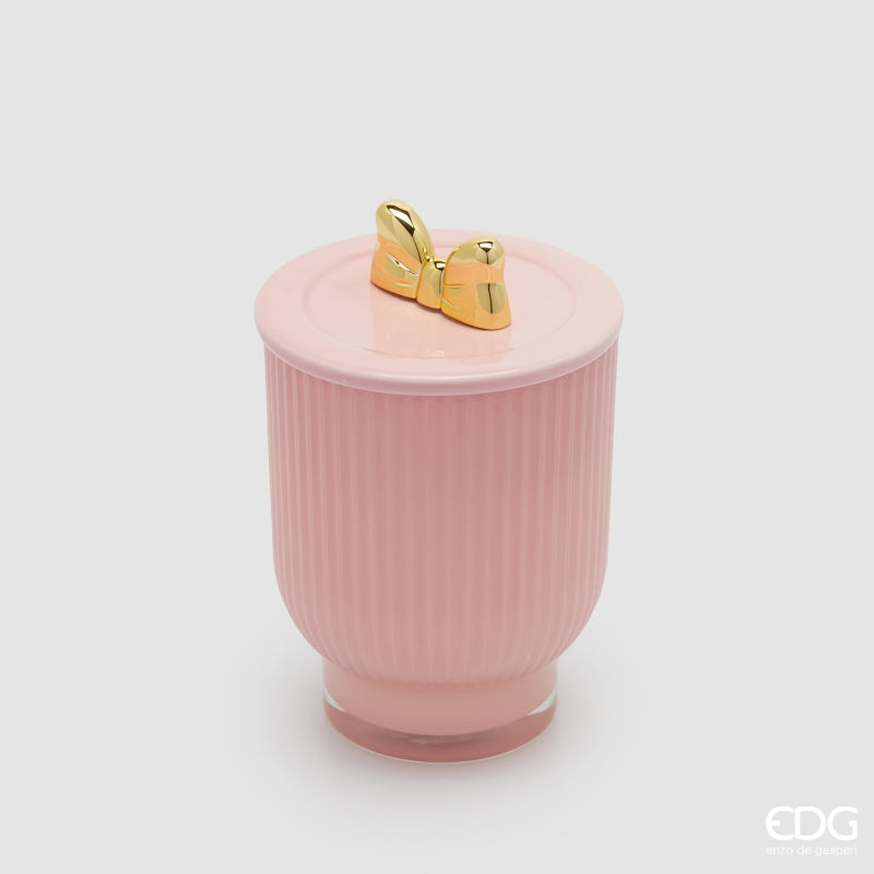 edg enzo de gasperi edg enzo de gasperi candela di natale fiocco con vaso h 15 cm d 10 cm rose water rosa oro ean 8059824544124