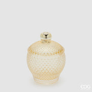 EDG Enzo De Gasperi Decorative Container Micro Gingham Domed H 14.5 Cm D 10.5 Cm Yellow