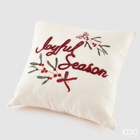 edg enzo de gasperi edg enzo de gasperi cuscino vischio e messaggio quadrato natalizio 45 x 45 cm bianco rosso ean 8059824549464