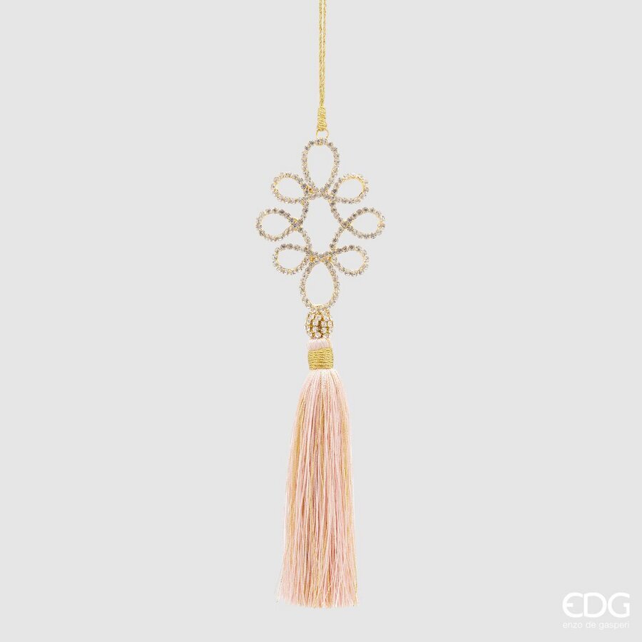 edg enzo de gasperi edg enzo de gasperi decorazione asole di natale con diamanti e nappa h 21 cm rosa ean 8059824281401