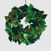 EDG Enzo De Gasperi Crown Decoration D 60 cm Bows Christmas Wreath Green Velvet