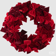 EDG Enzo De Gasperi Christmas Wreath Decoration D 76 cm Bows Red Velvet