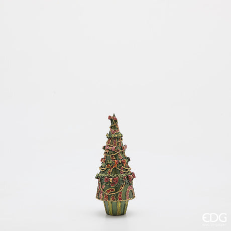 edg enzo de gasperi edg enzo de gasperi decoro decoglitter pino di natale cono h 225 cm d 9 cm poliresina verde rosso ean 8059824598035