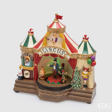 edg enzo de gasperi edg enzo de gasperi diorama natalizia circo led h26x24x14 cm verde rosso con musica e movimento ean 8059824717917