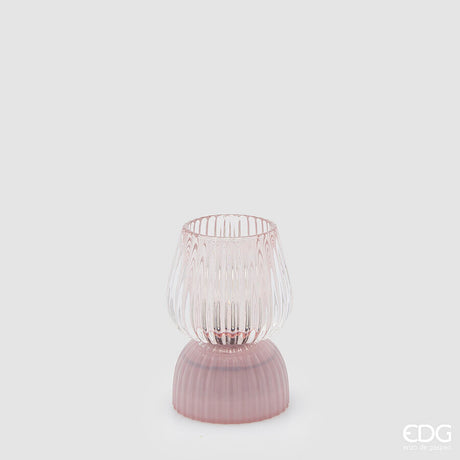 edg enzo de gasperi edg enzo de gasperi lampada da tavolo biforma a righe led h 13 cm d 9 cm ip20 rosa ean 8059824630377