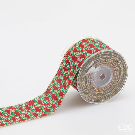 edg enzo de gasperi edg enzo de gasperi nastro agrifoglio di natale h 65 mm l 10 mt green red ean 8059824598318