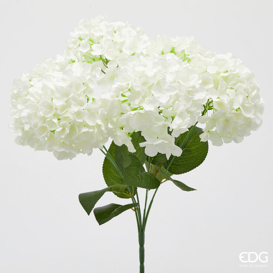 edg enzo de gasperi edg enzo de gasperi ortensia bouquet x6 con foglie h 50 cm pianta artificiale colore bianco ean 8059824606624