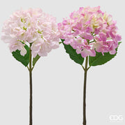 EDG Enzo De Gasperi Hydrangea Branch with Leaves Assorted H 50 Cm Artificial Plant Light or Dark Pink 1 Pc