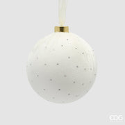 EDG Enzo De Gasperi Palla di Natale con Brillanti Ø10 cm Avorio – Addobbo per Albero di Natale