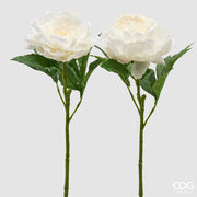 EDG Enzo De Gasperi Peony Branch with Assorted Leaves H 58 Cm Artificial Plant White 1 Pc