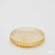 EDG Enzo De Gasperi Decorative Round Plate Micro Squares H 2.5 Cm D 16 Cm Yellow Glass