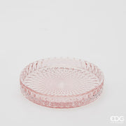 EDG Enzo De Gasperi Decorative Plate Micro Checks Round H 2.5 Cm D 16 Cm Pink Glass