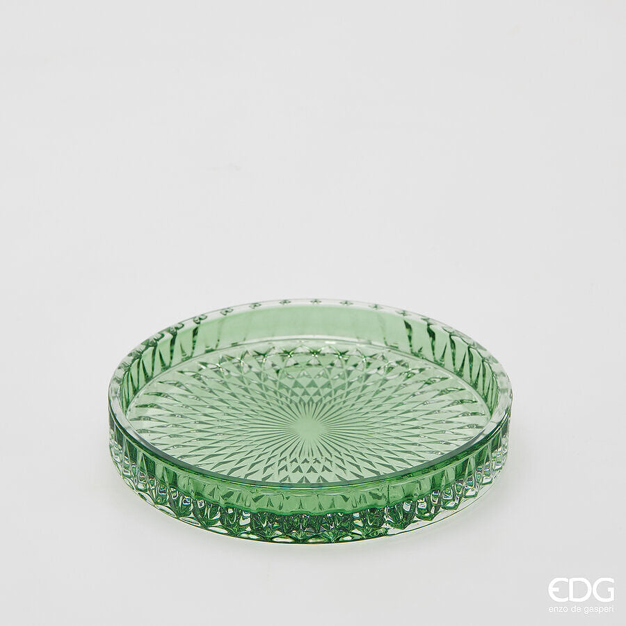 edg enzo de gasperi edg enzo de gasperi piatto decorativo micro quadretti rotondo h 25 cm d 16 cm vetro verde ean 8059824610652