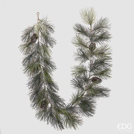 edg enzo de gasperi edg enzo de gasperi pino con pigne festone di natale innevato h 183 cm white green ean 8059824516480