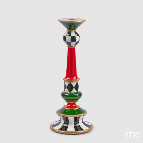edg enzo de gasperi edg enzo de gasperi portacandela di natale scacchi h 35 cm d 14 cm white black ean 8059824403308