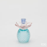 edg enzo de gasperi edg enzo de gasperi portacandela flower in vetro h 16 cm d 12 cm blu mix ean 8059824610355
