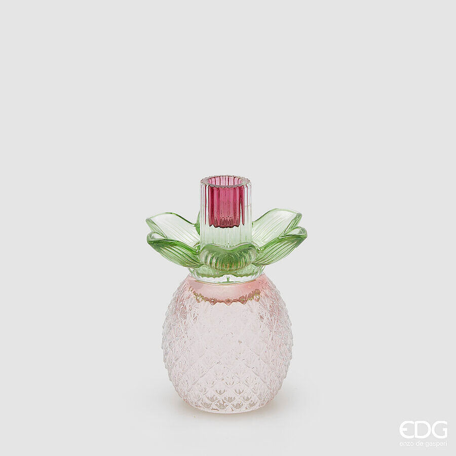 edg enzo de gasperi edg enzo de gasperi portacandela flower in vetro h 16 cm d 12 cm verde rosa ean 8059824630353