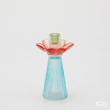 edg enzo de gasperi edg enzo de gasperi portacandela flower in vetro h 21 cm d 12 cm blu mix ean 8059824610331