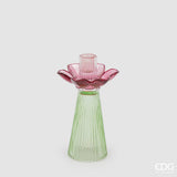 edg enzo de gasperi edg enzo de gasperi portacandela flower in vetro h 21 cm d 12 cm violet mix ean 8059824630254