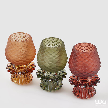 edg enzo de gasperi edg enzo de gasperi portacandela pigna di natale con base ass h 125 cm d 75 cm vetro multicolor 1 pz ean 8059824549389