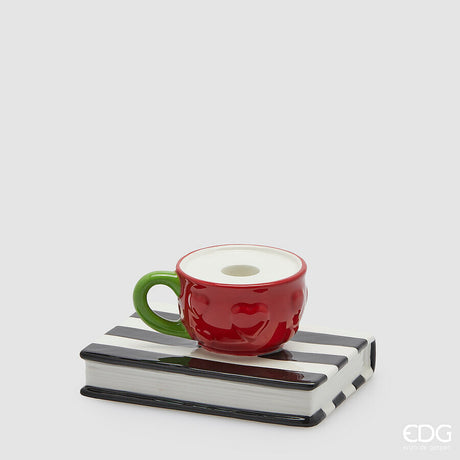 edg enzo de gasperi edg enzo de gasperi portacandela tazza libro h 8 cm l 15 cm l 12 cm natale white black ean 8059824552860