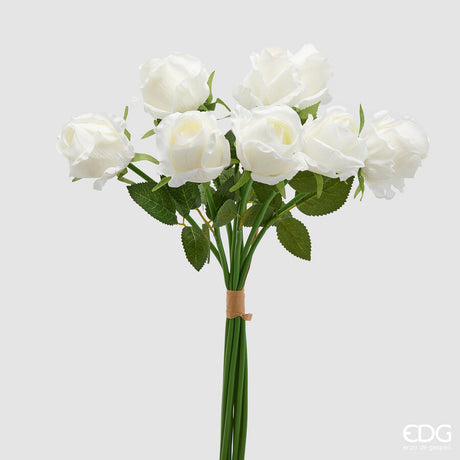edg enzo de gasperi edg enzo de gasperi rosa bouquet x9 con foglie h 46 cm pianta artificiale colore bianco ean 8059824634023