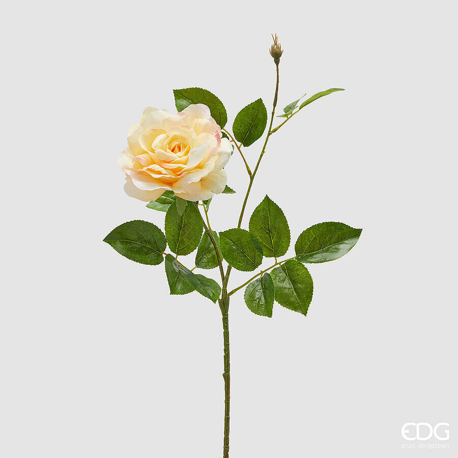 edg enzo de gasperi edg enzo de gasperi rosa gloria ramo con foglie e bocciolo h 60 cm pianta artificiale giallo ean 8059824491930