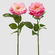 EDG Enzo De Gasperi Rose Branch with Leaves Ass. H 58 Cm Artificial Rose Plant Cream 1 Pc
