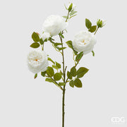 EDG Enzo De Gasperi Sonia Rose Branch x3 with Leaves and Bud H 65 cm Artificial Plant White
