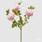EDG Enzo De Gasperi Sonia Rose Branch x3 with Leaves and Bud H 65 Cm Artificial Rose Plant