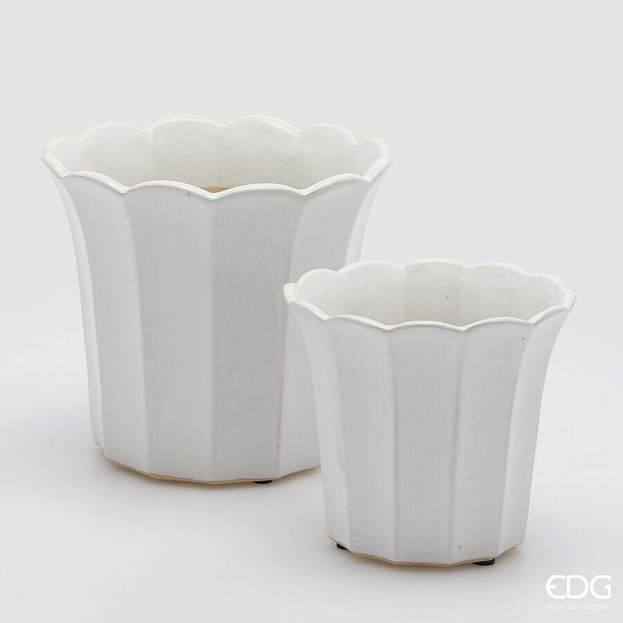 edg enzo de gasperi edg enzo de gasperi set 2 pz vaso cachepot bellflower h 19 cm h 14 cm ceramica bianca ean 8059824512765