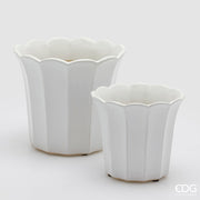 EDG Enzo De Gasperi Set of 2 Bellflower White Ceramic Cachepot Vases