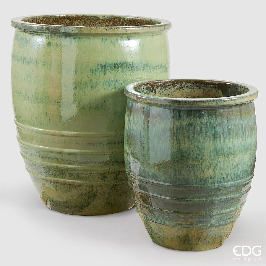 edg enzo de gasperi edg enzo de gasperi set 2 pz vaso glaze bombato rotondo h 94 cm h 71 cm waterproof verde aqua ean 8059824638830