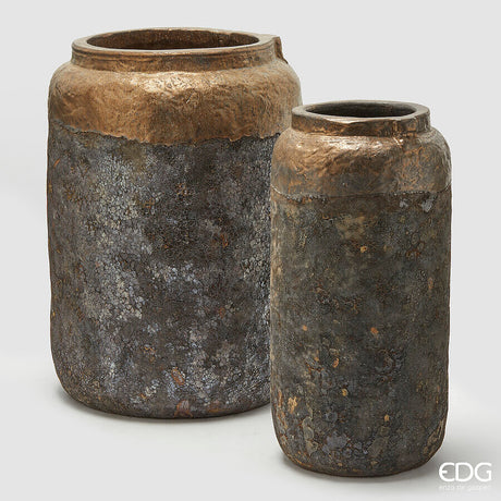 edg enzo de gasperi edg enzo de gasperi set 2 pz vaso saigon rotondo h 63 cm h 58 cm ceramica waterproof copper ean 8059824494382