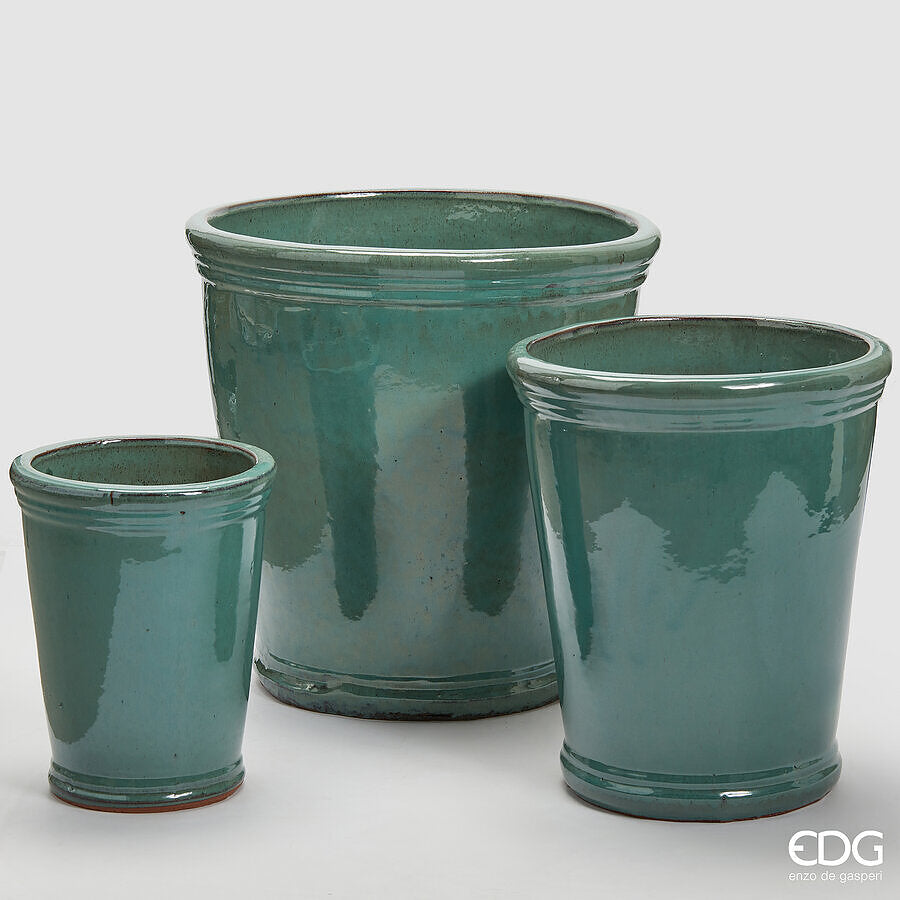 edg enzo de gasperi edg enzo de gasperi set 3 pz vaso glaze svasato h 47 cm h 41 cm h 30 cm waterproof salvia ean 8059824454171