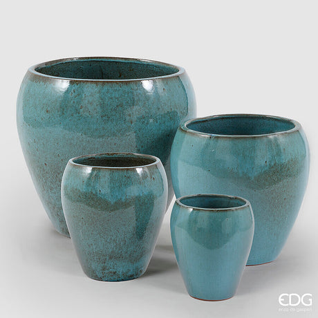 edg enzo de gasperi edg enzo de gasperi set 4 pz vaso glaze bombato h 68 cm h 52 cm h 42 cm h 32 cm waterproof turquoise ean 8059824644497