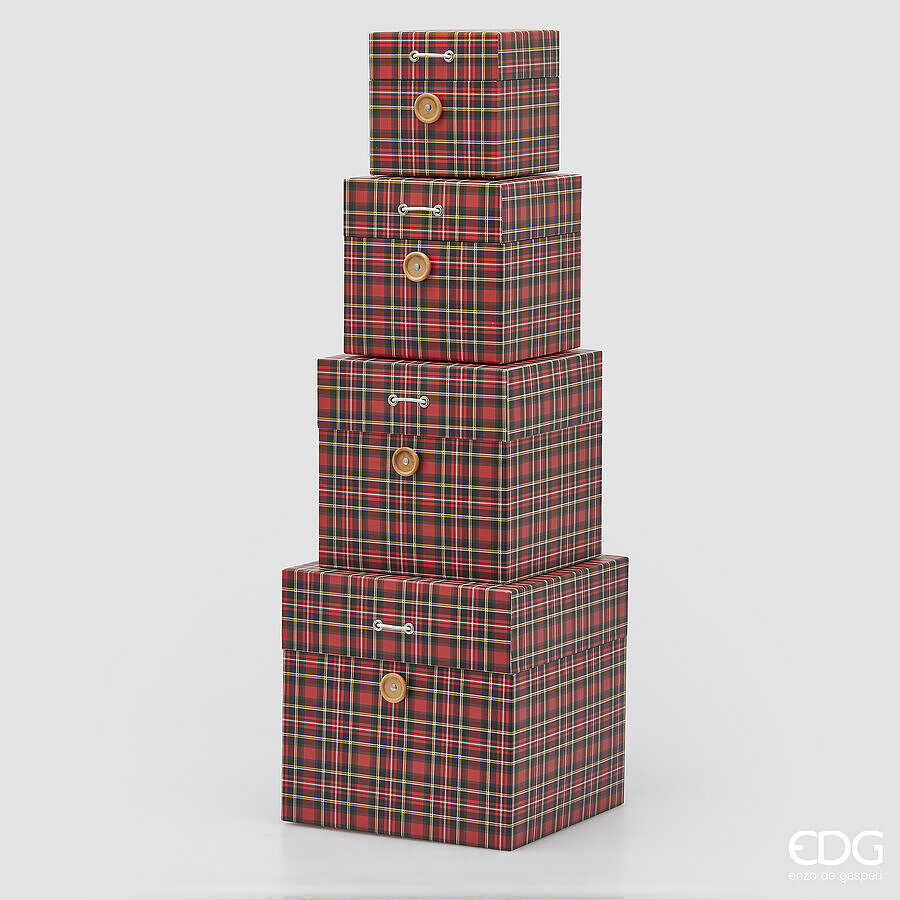 edg enzo de gasperi edg enzo de gasperi set 4 scatole decorative natale quadrata h 22 cm h 18 cm h 15 cm h 12 cm green red ean 8059824602794