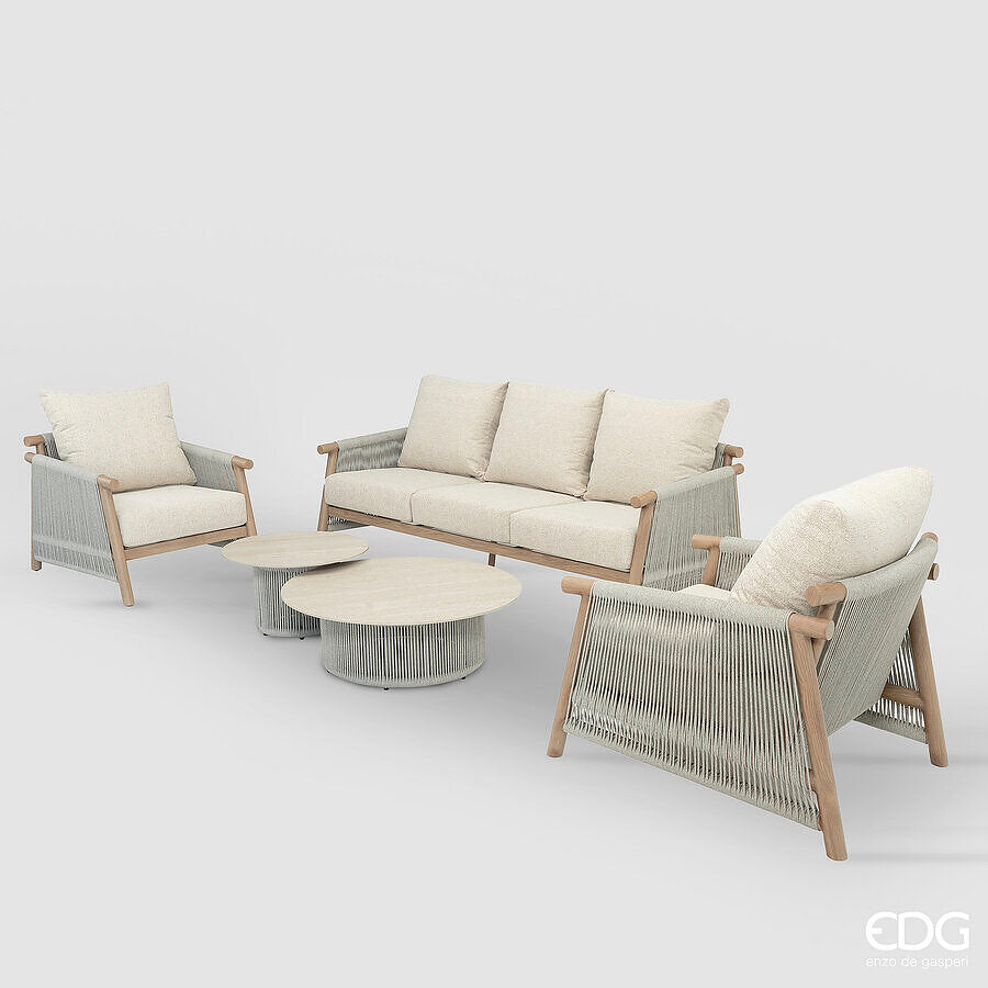 edg enzo de gasperi edg enzo de gasperi set giardino relax corde 5 pezzi divano 2 poltrone e 2 tavolini da esterno ean 8059824635624