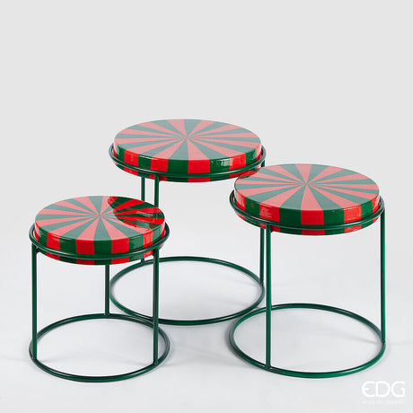 edg enzo de gasperi edg enzo de gasperi tavolo bicolore rotondo natalizio medio h 42 cm d 44 cm metallo verde rosso