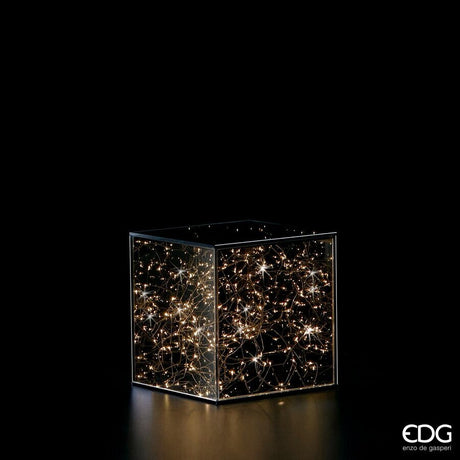 edg enzo de gasperi edg enzo de gasperi teca cubo natale con 100 led h 21 cm 20 x 20 cm grey ean 8056372586934