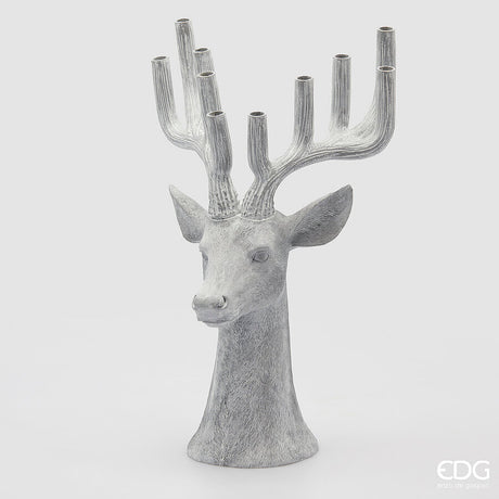 edg enzo de gasperi edg enzo de gasperi vaso cervo natalizio grandicorna h 65 cm l 40 cm l 31 cm poliresina grigio ean 8059824531353