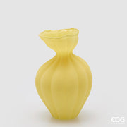 EDG Enzo De Gasperi Flow Sinuous Vase H 30.5 Cm D 19.5 Cm Waterproof Frosted Glass Yellow