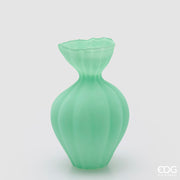EDG Enzo De Gasperi Flow Sinuous Vase H 30.5 cm D 19.5 cm Waterproof Frosted Green Glass