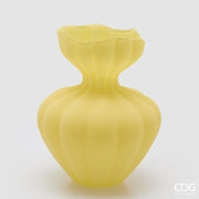 EDG Enzo De Gasperi Flow Sinuous Vase H 32 Cm D 26 Cm Waterproof Frosted Glass Yellow