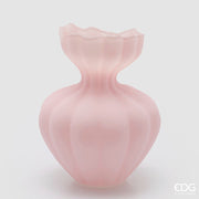 EDG Enzo De Gasperi Flow Wavy Vase H 32 Cm D 26 Cm Waterproof Frosted Pink Glass