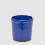 EDG Enzo De Gasperi Glazed Cylinder Vase Blue Ceramic 18 cm
