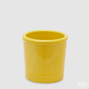 EDG Enzo De Gasperi Glaze Cylinder Yellow Ceramic Vase 18 cm