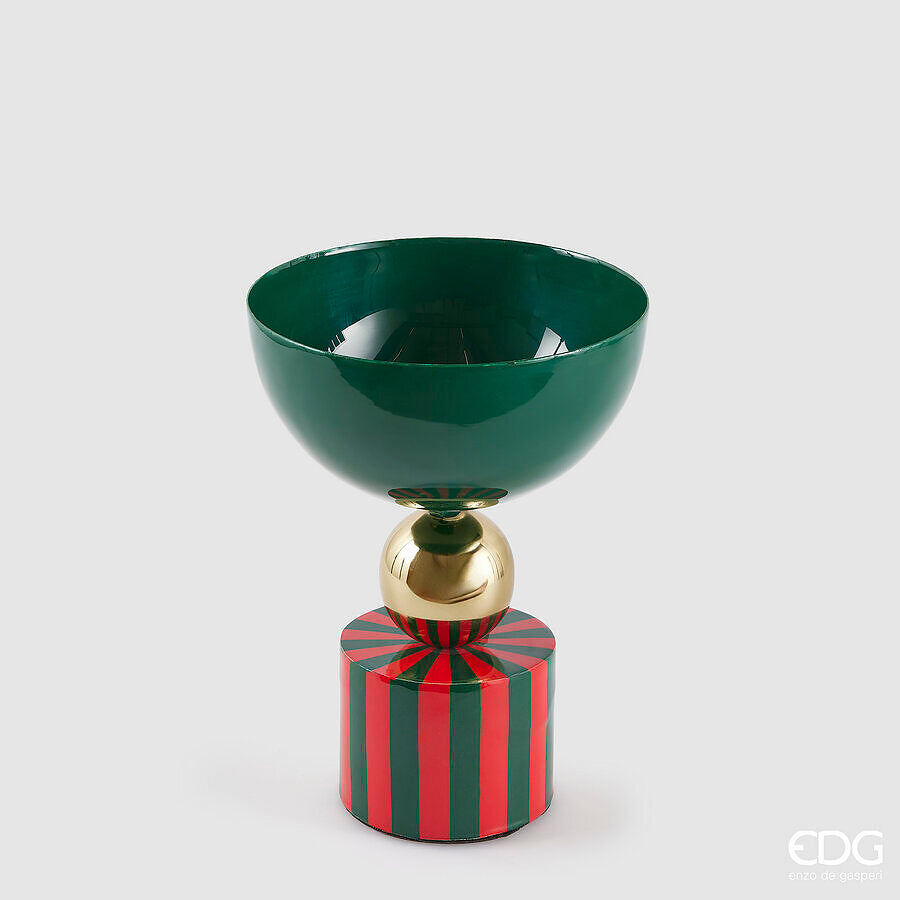 edg enzo de gasperi edg enzo de gasperi vaso righe a coppa di natale h 23 cm d 18 cm metallo verde rosso ean 8059824542687