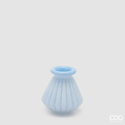 EDG Enzo De Gasperi Striped Vase with Border H 13 Cm D 12 Cm Waterproof Blue Glass