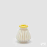 EDG Enzo De Gasperi Striped Vase with Border H 13 Cm D 12 Cm Waterproof Glass Yellow